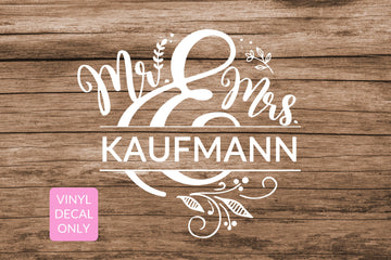 Mr. & Mrs. Sign Personalized Wedding Couple's Last Name - Sticky Vinyl Decal for DIY Signs, Wedding Ceremony, Reception Decor